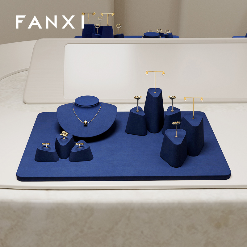 FANXI custom Blue Microfiber necklace display stands