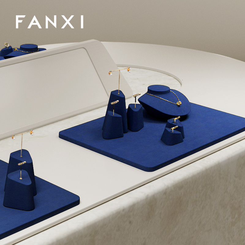 FANXI custom Blue Microfiber necklace display stands