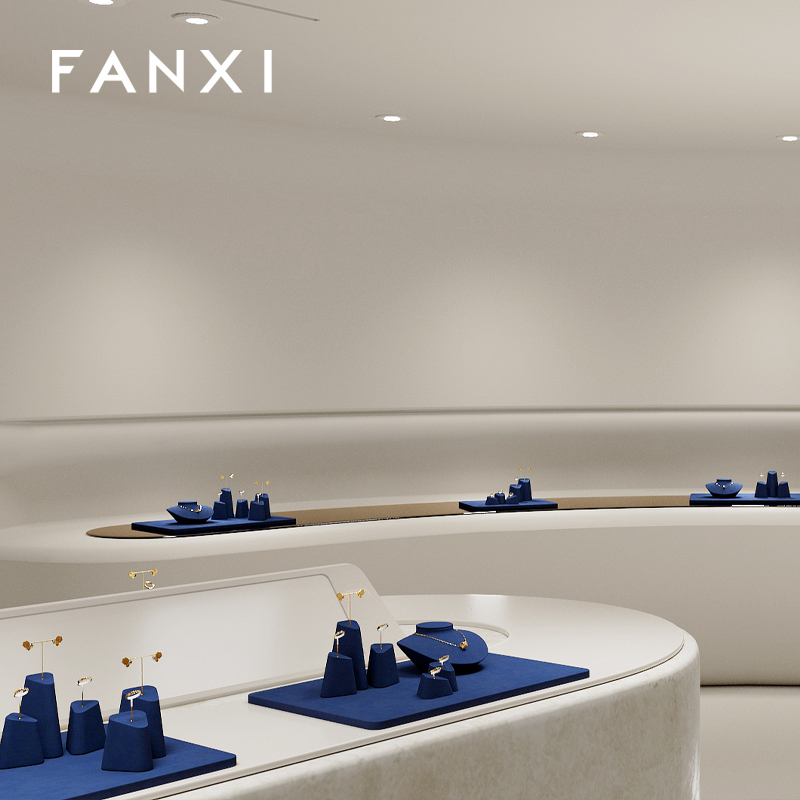 FANXI custom Blue Microfiber necklace display stands