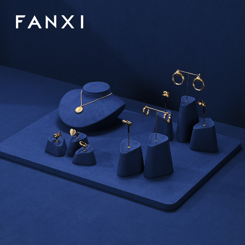 FANXI custom Blue Microfiber necklace display stands