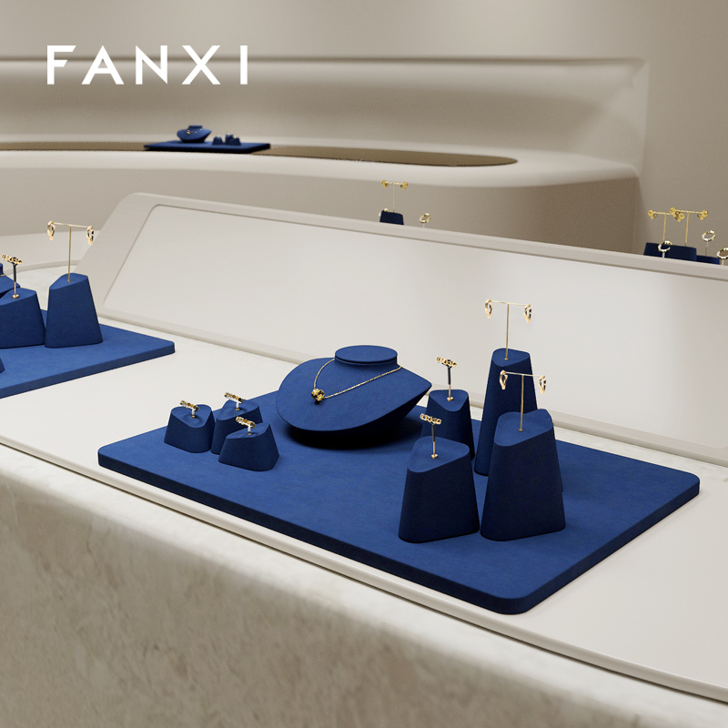 FANXI custom Blue Microfiber necklace display stands