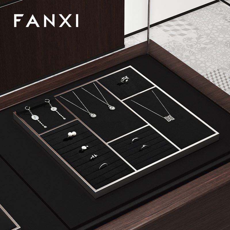 FANXI wholesale Black Microfiber Metal necklace display