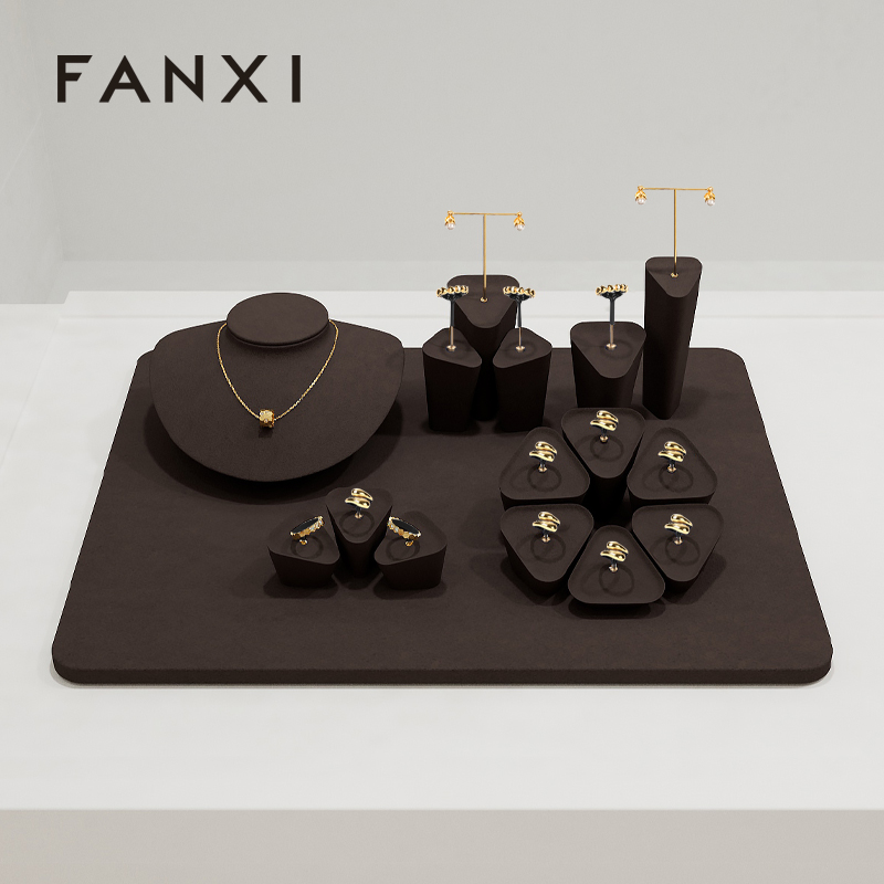 FANXI with logo Brown Microfiber necklace display