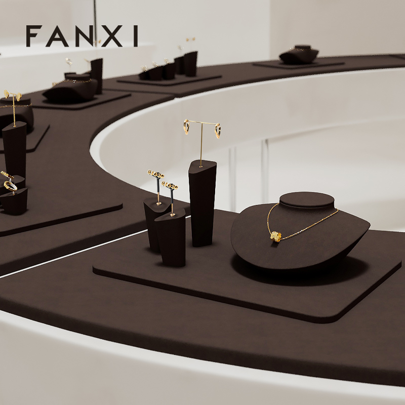 FANXI with logo Brown Microfiber necklace display