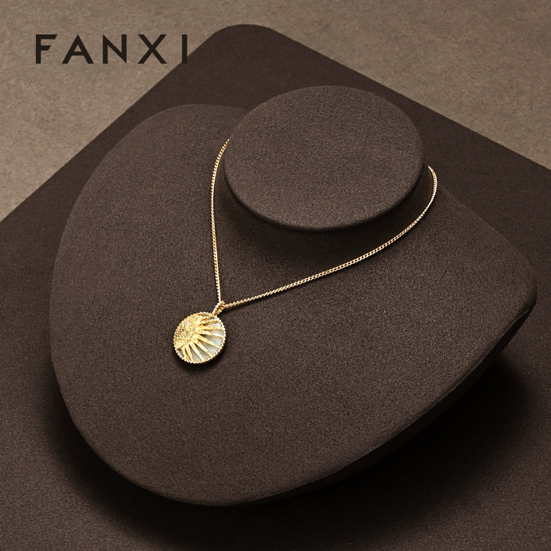 FANXI with logo Brown Microfiber necklace display