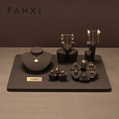 FANXI with logo Brown Microfiber necklace display