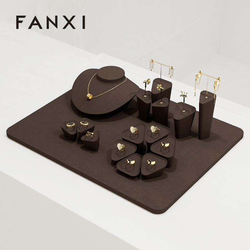 FANXI with logo Brown Microfiber necklace display