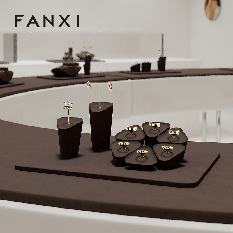 FANXI with logo Brown Microfiber necklace display