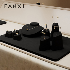 FANXI Black Microfiber luxury jewelry necklace display set