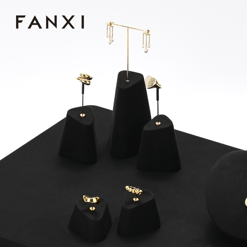 FANXI Black Microfiber luxury jewelry necklace display set