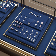 FANXI wholesale Blue Microfiber metal jewelry ring display
