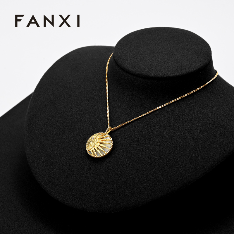 FANXI Black Microfiber luxury jewelry necklace display set