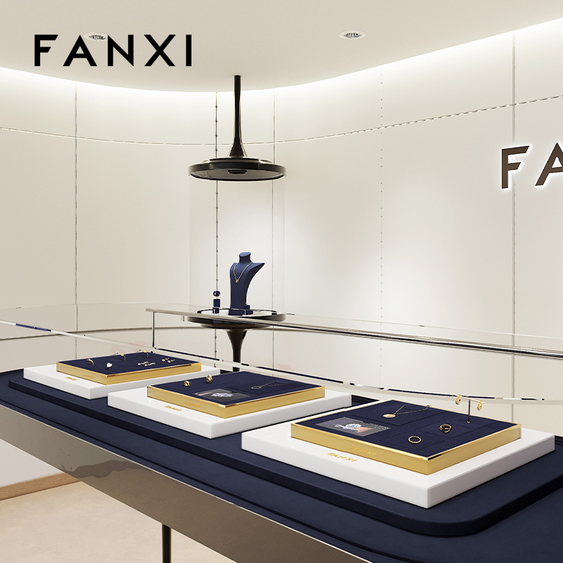 FANXI high quality Blue Microfiber custom jewelry display