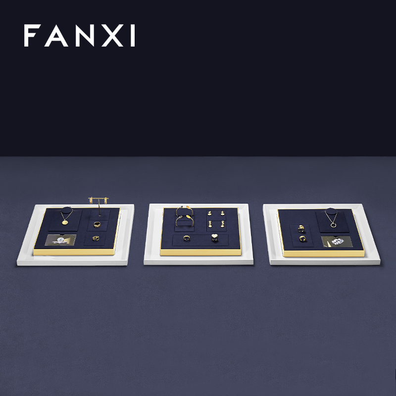 FANXI high quality Blue Microfiber custom jewelry display