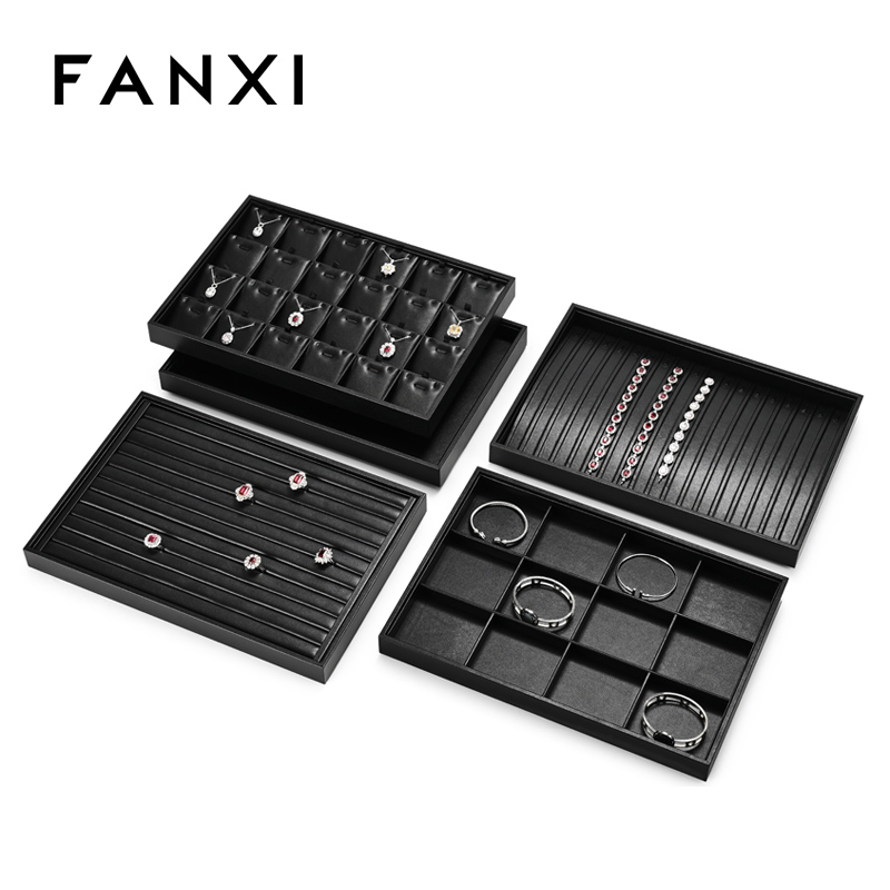 FANXI factory Black PU leather necklace jewellery display tray