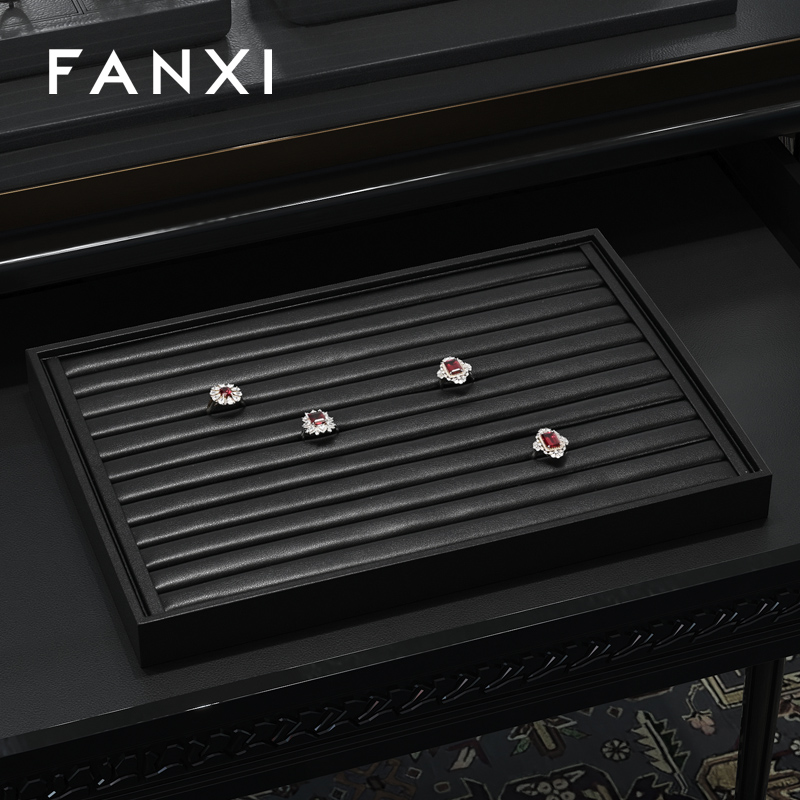 FANXI factory Black PU leather necklace jewellery display tray