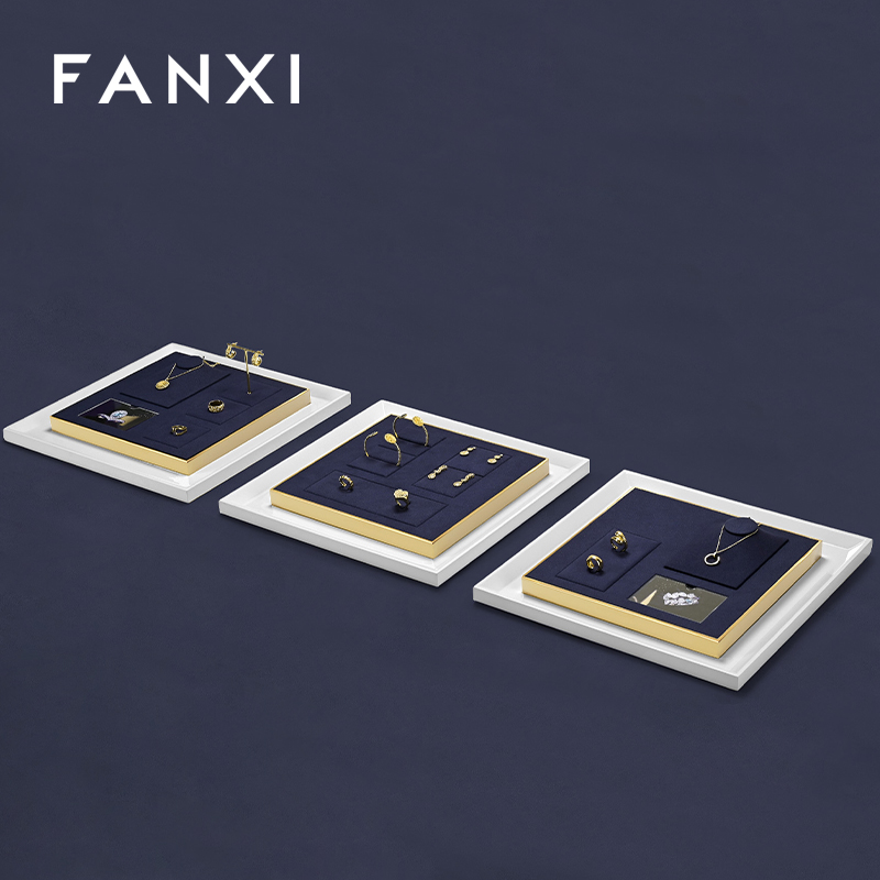 FANXI high quality Blue Microfiber custom jewelry display