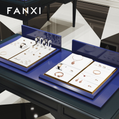 FANXI hot sale White PU leather Metal Baking paint jewelry display