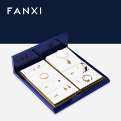 FANXI hot sale White PU leather Metal Baking paint jewelry display