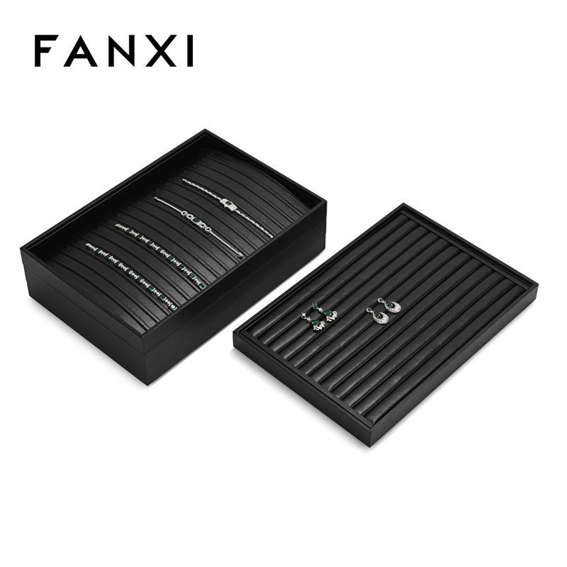 FANXI factory Black PU leather necklace jewellery display tray