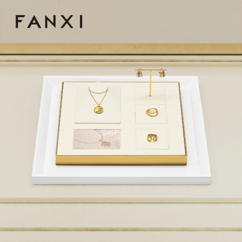 FANXI fashion Beige Metal and Microfiber jewelry display stand necklace