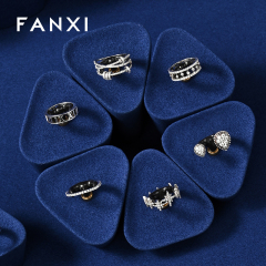 FANXI high quality Blue Microfiber jewellery ring display