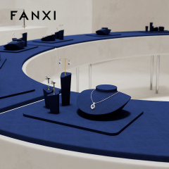 FANXI high quality Blue Microfiber jewellery ring display