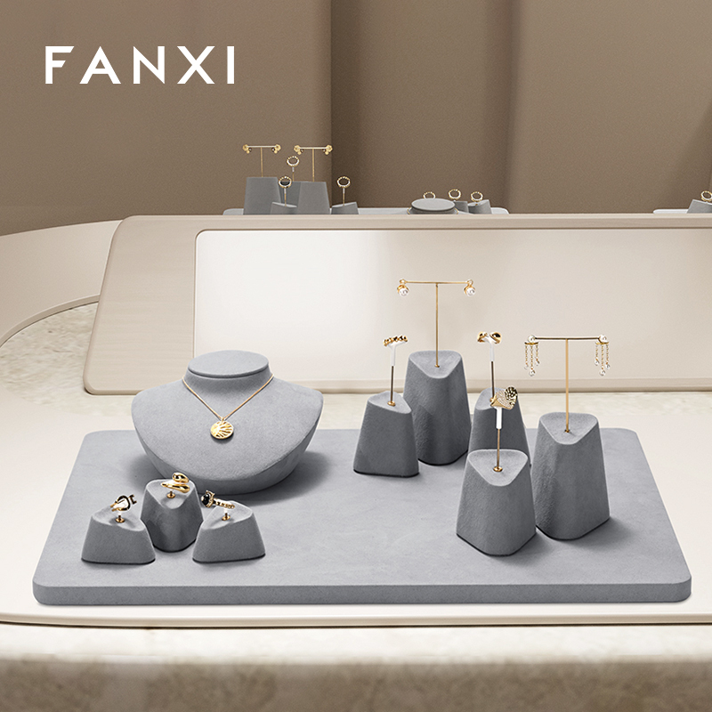 FANXI new arrival Gray Microfiber earring display stand