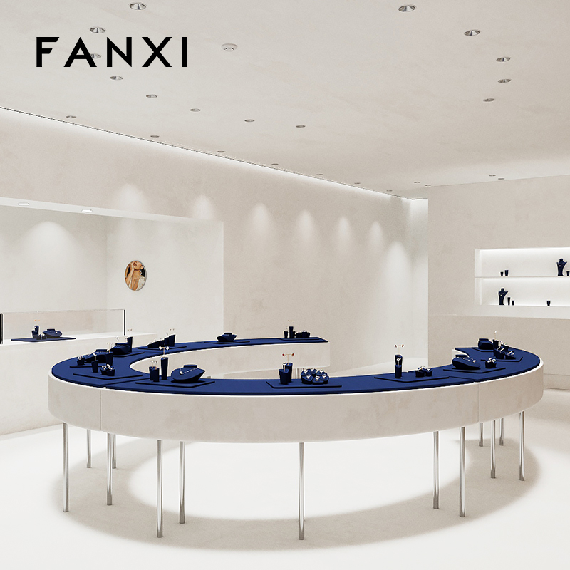 FANXI high quality Blue Microfiber jewellery ring display