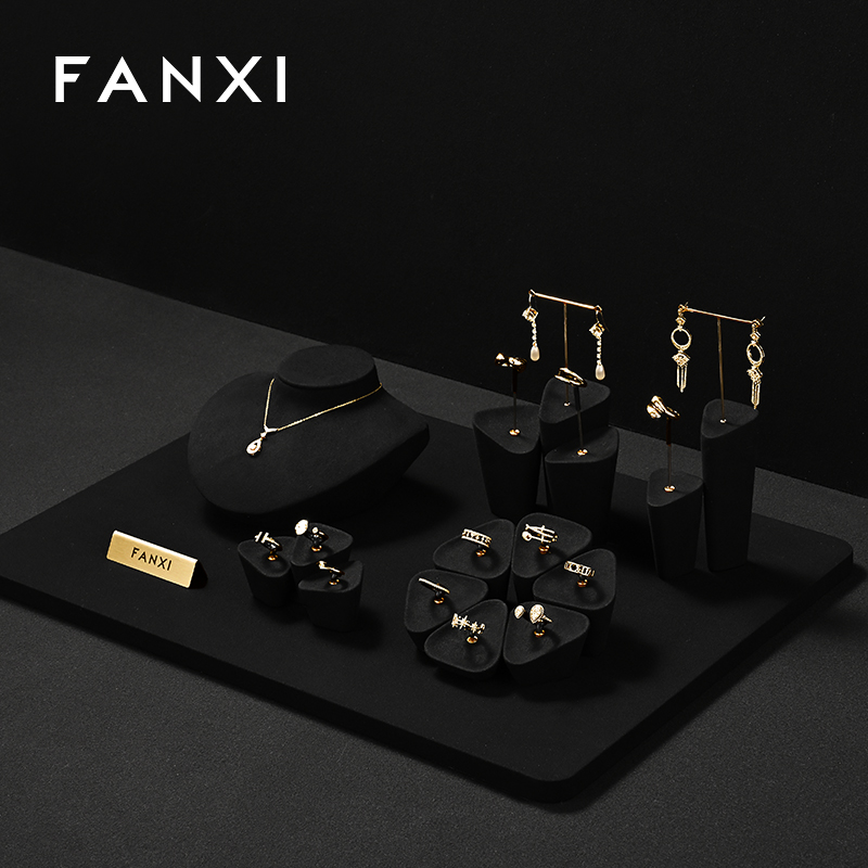 FANXI fashion Black Microfiber jewellery earring display