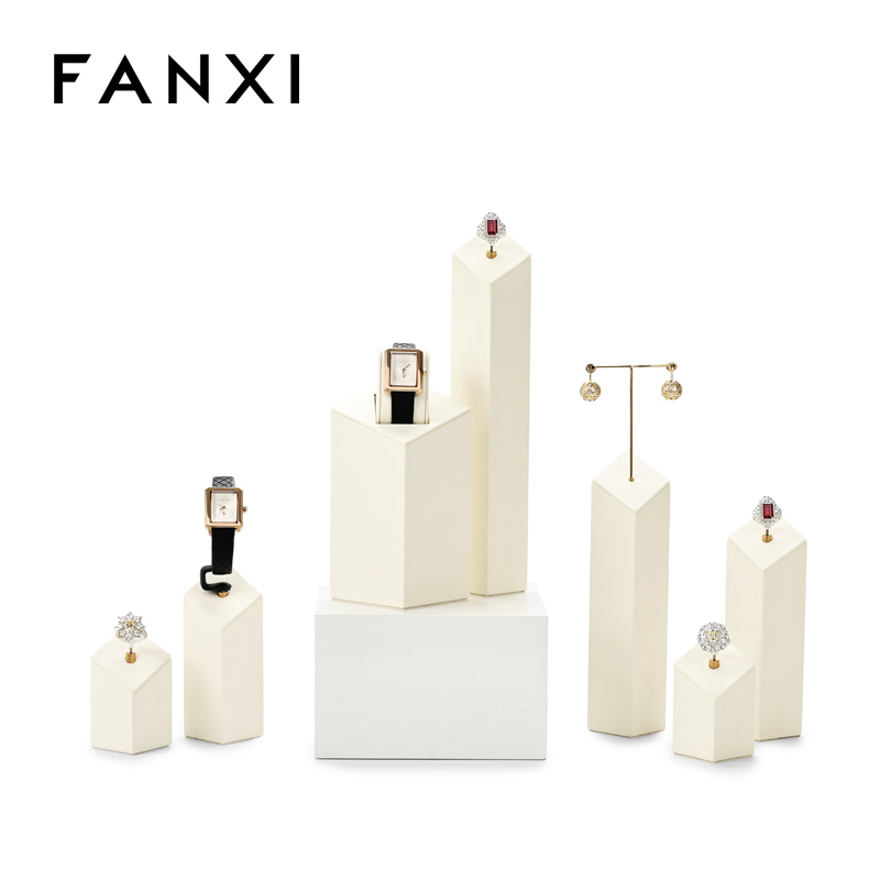 FANXI hot sale Off white Microfiber necklace watch display stand