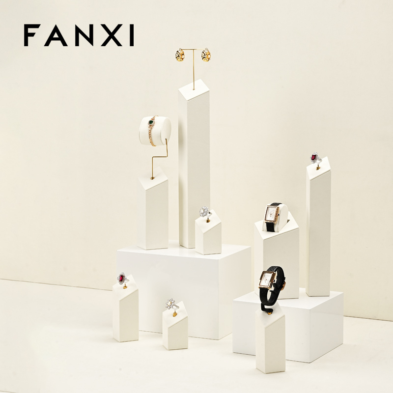 FANXI hot sale Off white Microfiber necklace watch display stand