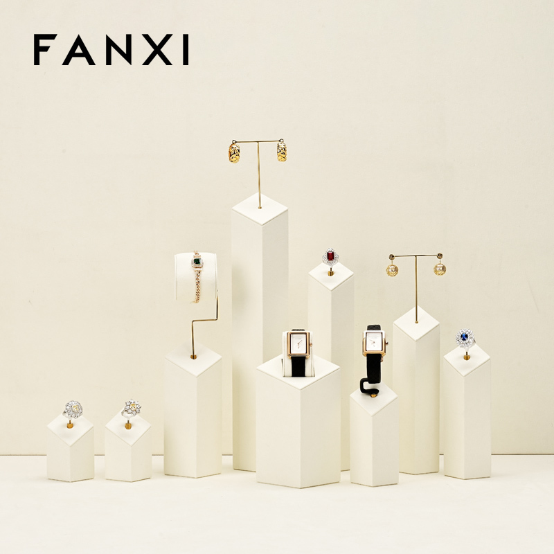 FANXI hot sale Off white Microfiber necklace watch display stand