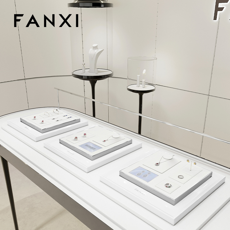 FANXI high quality White Metal Microfiber Paint jewelry display