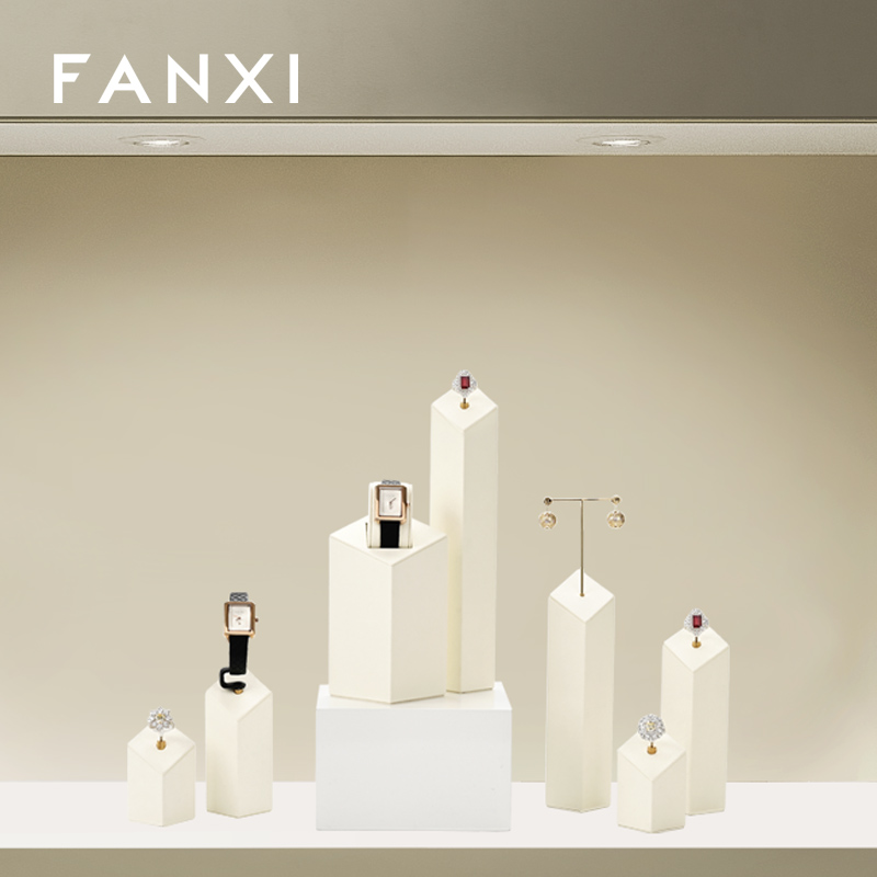 FANXI hot sale Off white Microfiber necklace watch display stand