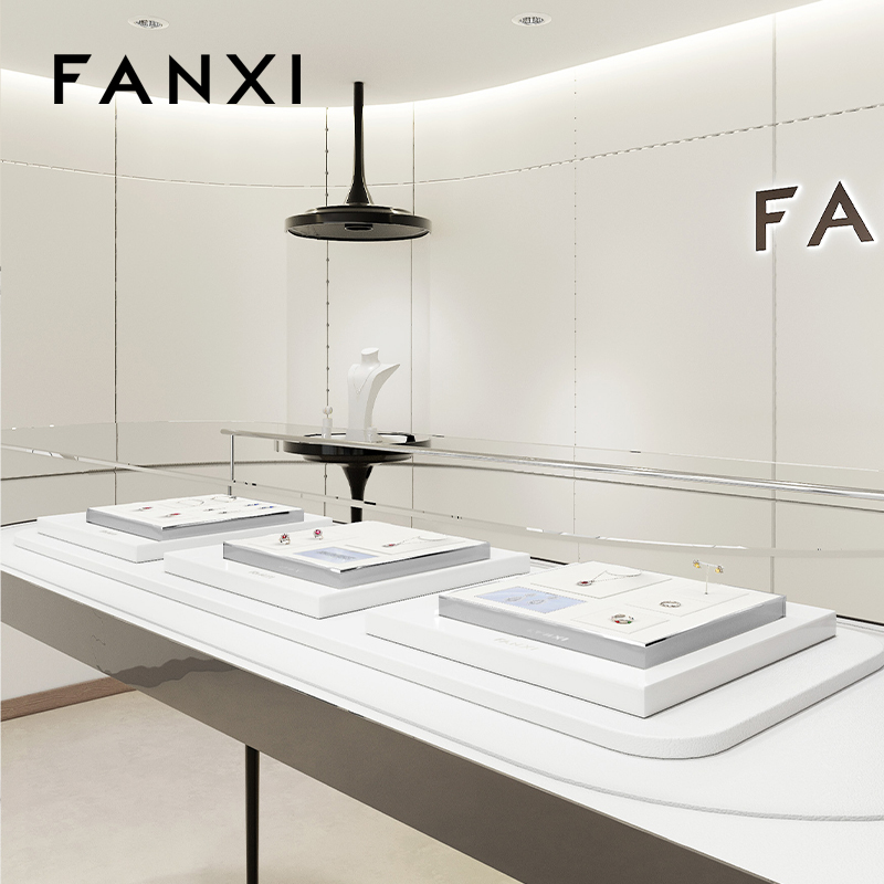FANXI high quality White Metal Microfiber Paint jewelry display