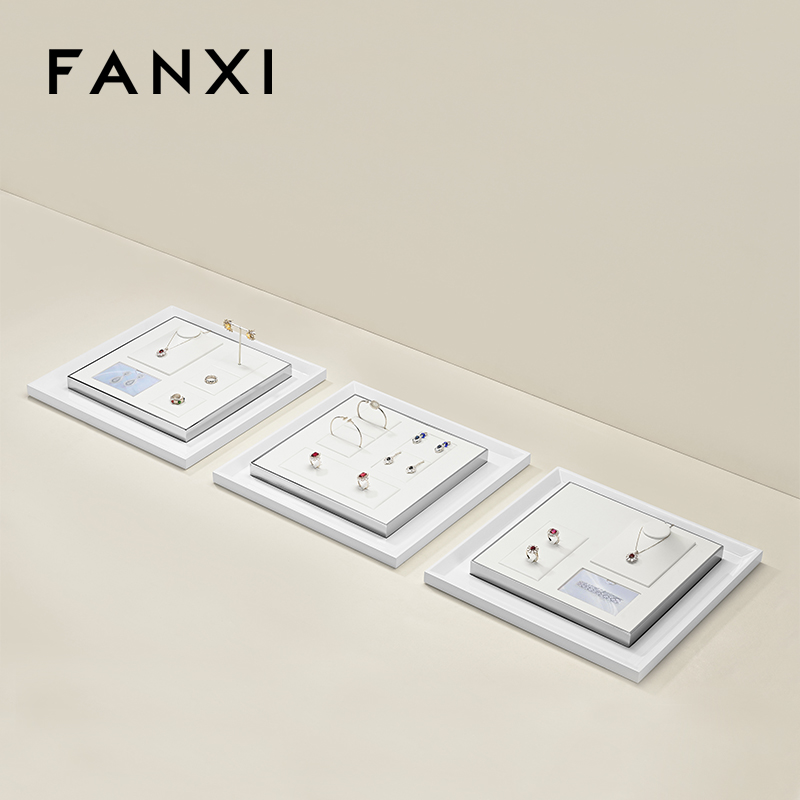 FANXI high quality White Metal Microfiber Paint jewelry display