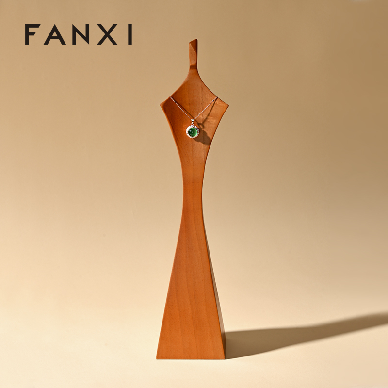 FANXI high quality Wood color and solid wood jewelry display mannequin