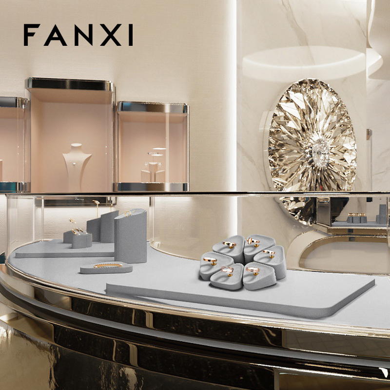 FANXI wholesale Gray Microfiber jewelry display showcase