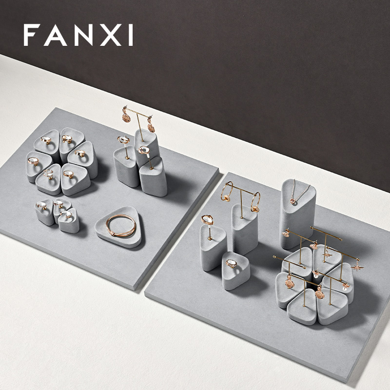 FANXI wholesale Gray Microfiber jewelry display showcase