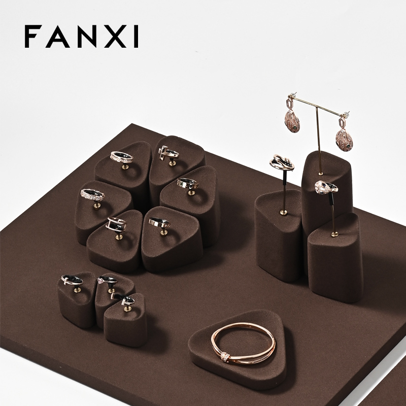 FANXI fashion Brown Microfiber jewellery ring display