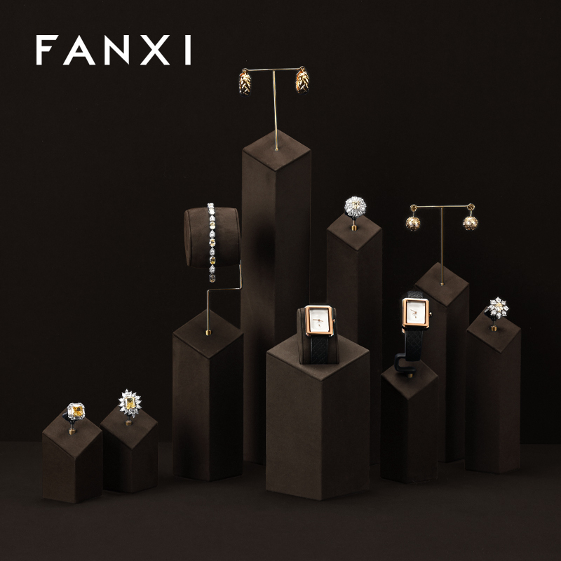FANXI hot sale Brown Microfiber jewellery display set