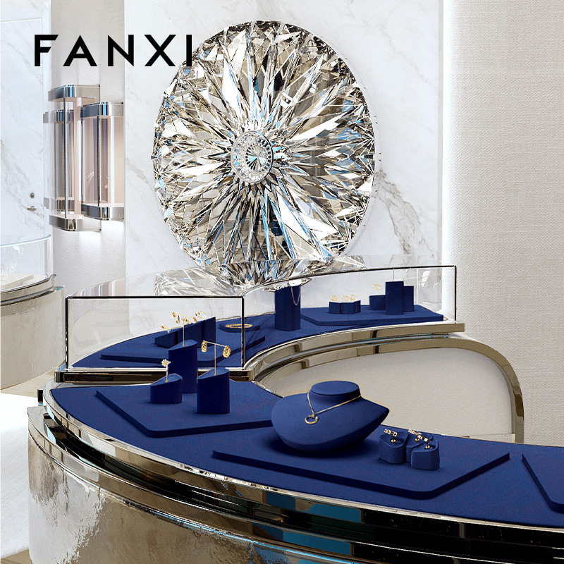 FANXI custom Blue Microfiber jewellery display stand