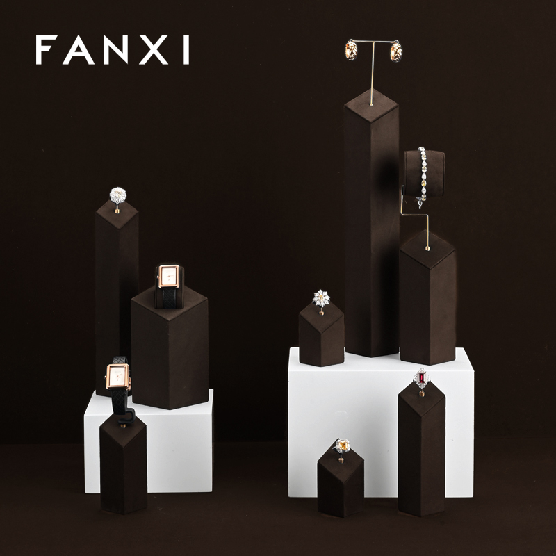 FANXI hot sale Brown Microfiber jewellery display set