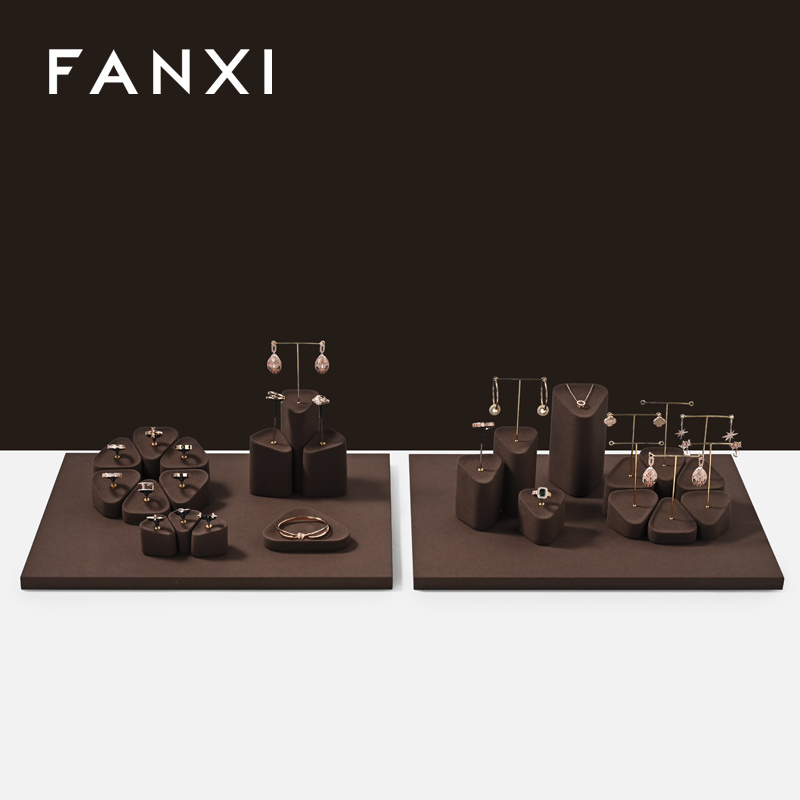 FANXI fashion Brown Microfiber jewellery ring display