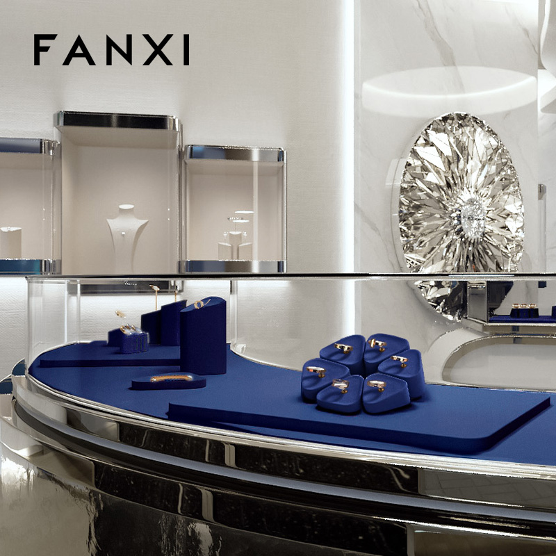 FANXI custom Blue Microfiber jewellery display stand