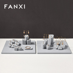 FANXI wholesale Gray Microfiber jewelry display showcase