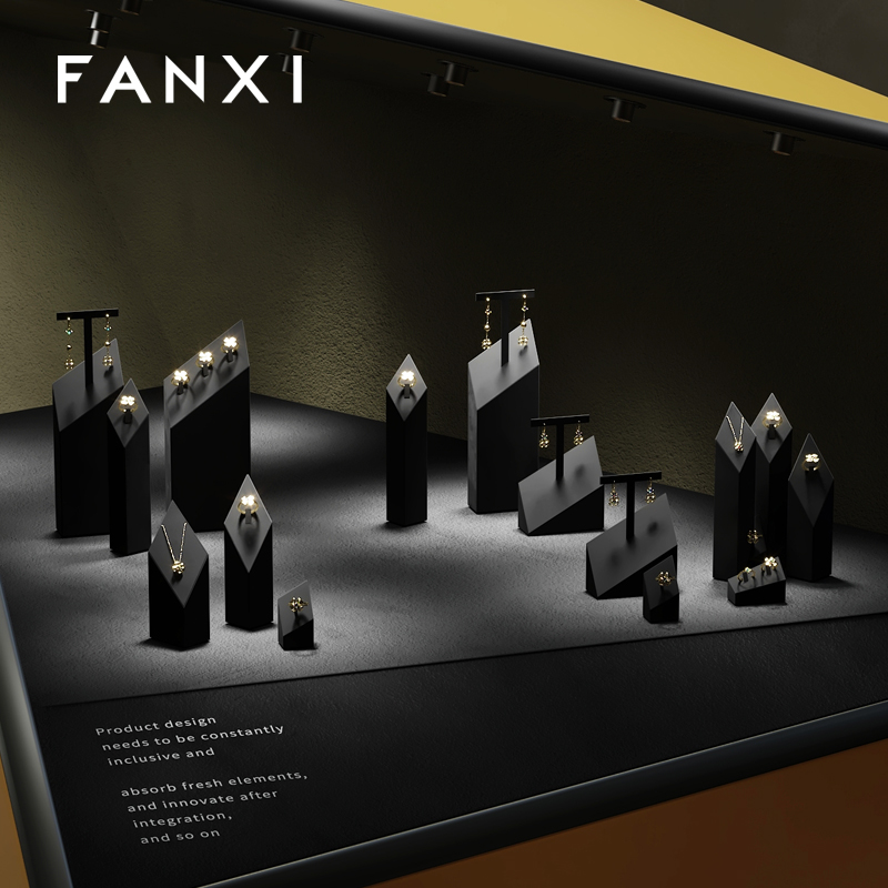 FANXI luxury black microfiber jewelry display rack