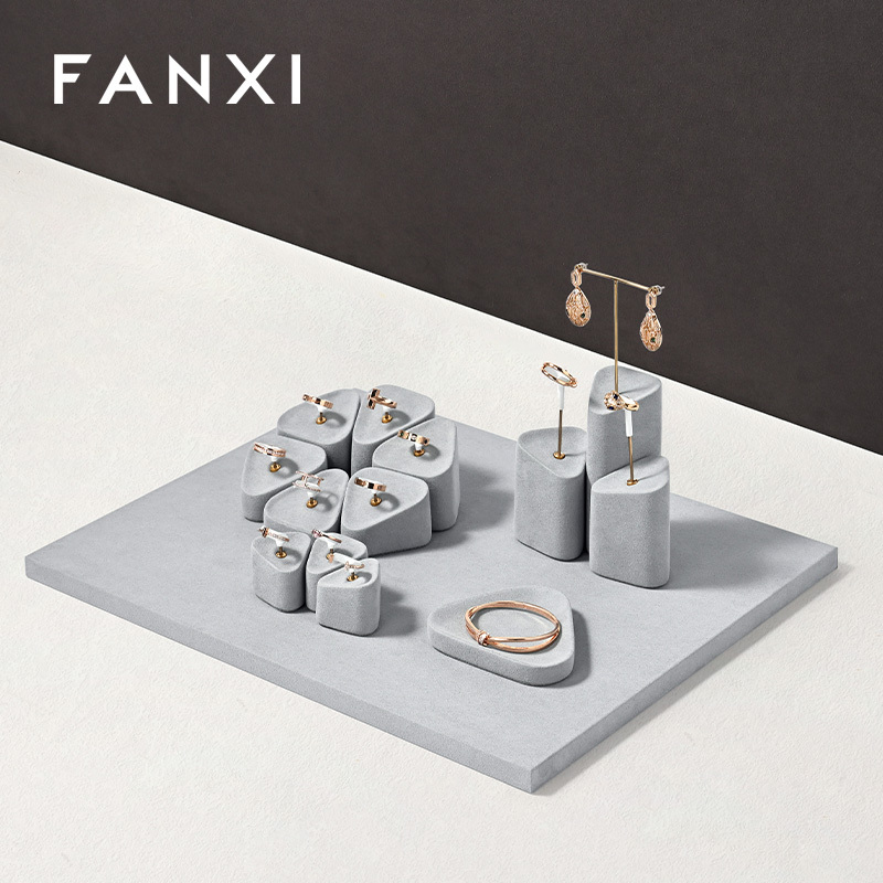 FANXI wholesale Gray Microfiber jewelry display showcase