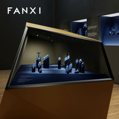 FANXI luxury blue microfiber ring holder earring display